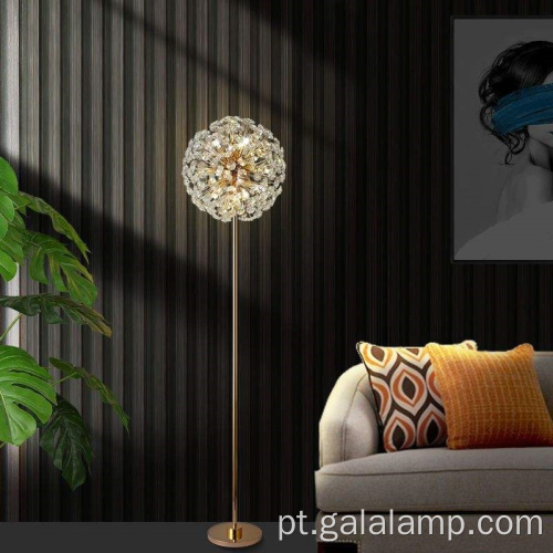 Candeeiro de pé de cristal dente-de-leão moderno